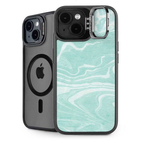 Mint Marbling iPhone 15 Kickstand Case